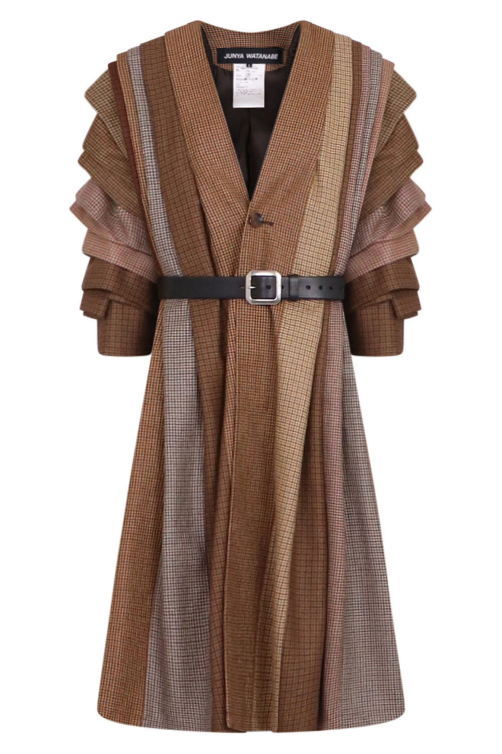JUNYA WATANABE RTW LAYERED COAT WITH REMOVABLE BELT | BROWN