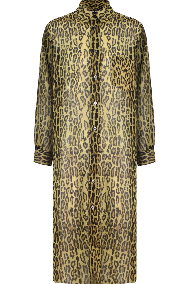 JUNYA WATANABE RTW LEOPARD PRINT SHIRT DRESS L/S MULTI