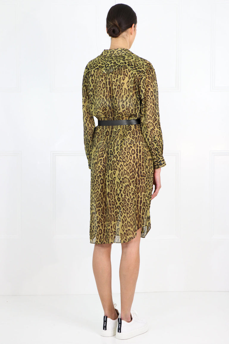 JUNYA WATANABE RTW LEOPARD PRINT SHIRT DRESS L/S MULTI