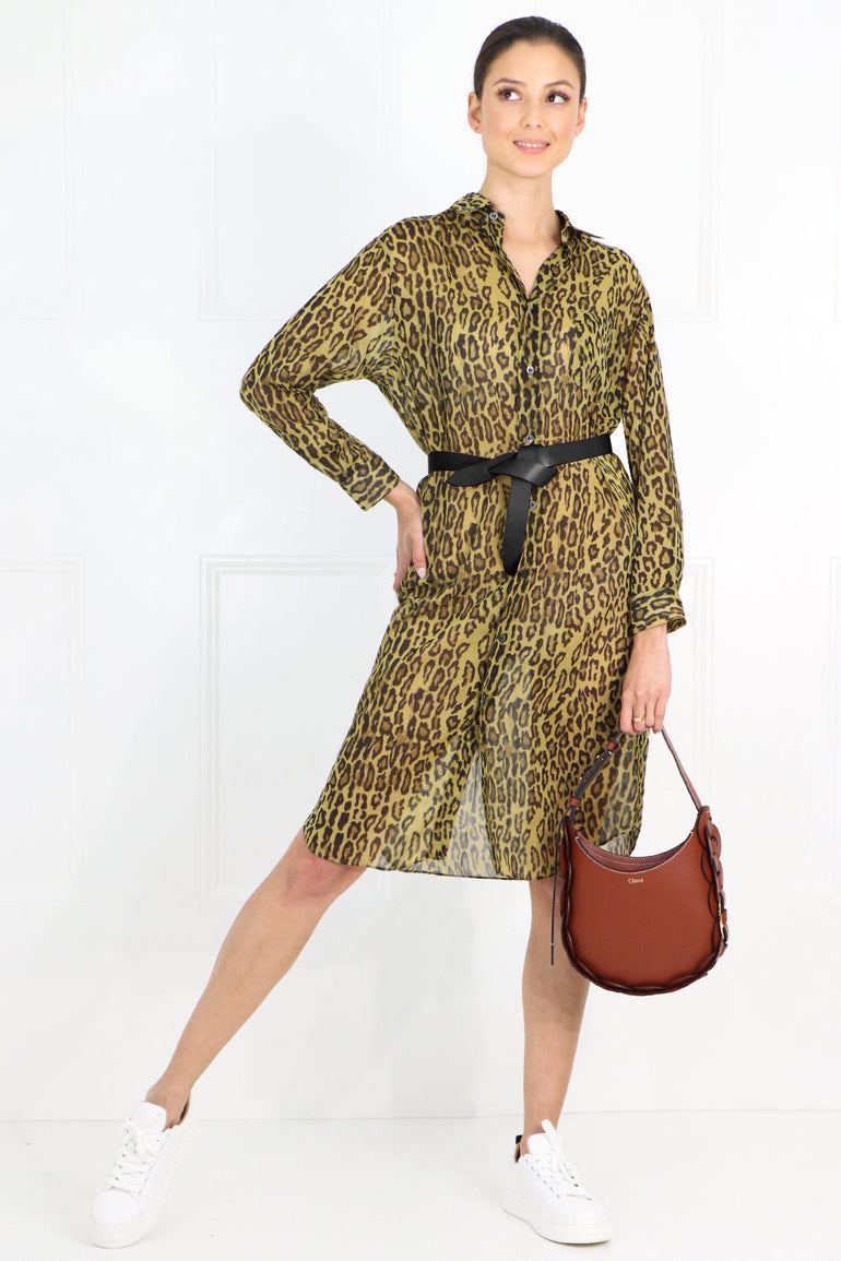 JUNYA WATANABE RTW LEOPARD PRINT SHIRT DRESS L/S MULTI