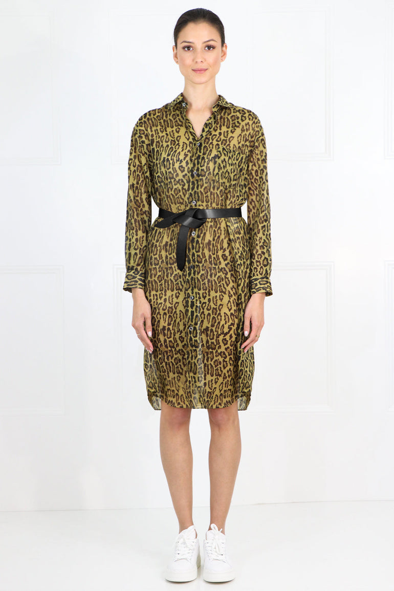 JUNYA WATANABE RTW LEOPARD PRINT SHIRT DRESS L/S MULTI