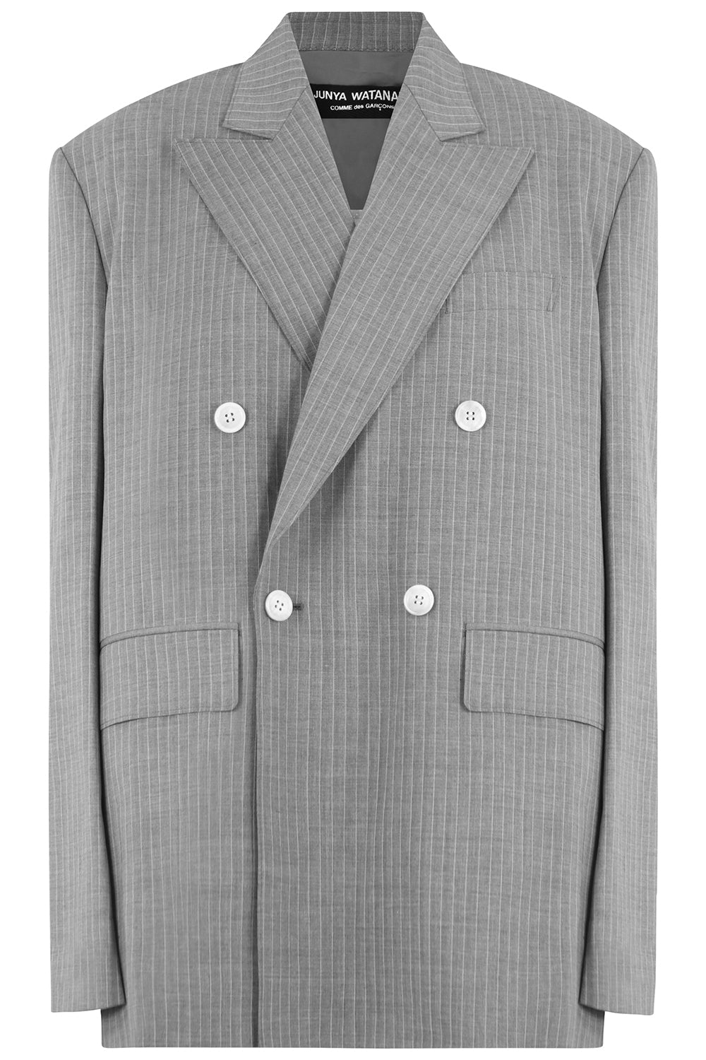 JUNYA WATANABE RTW OVERSIZED PINSTRIPE BLAZER GREY