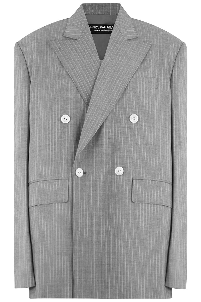 JUNYA WATANABE RTW OVERSIZED PINSTRIPE BLAZER GREY