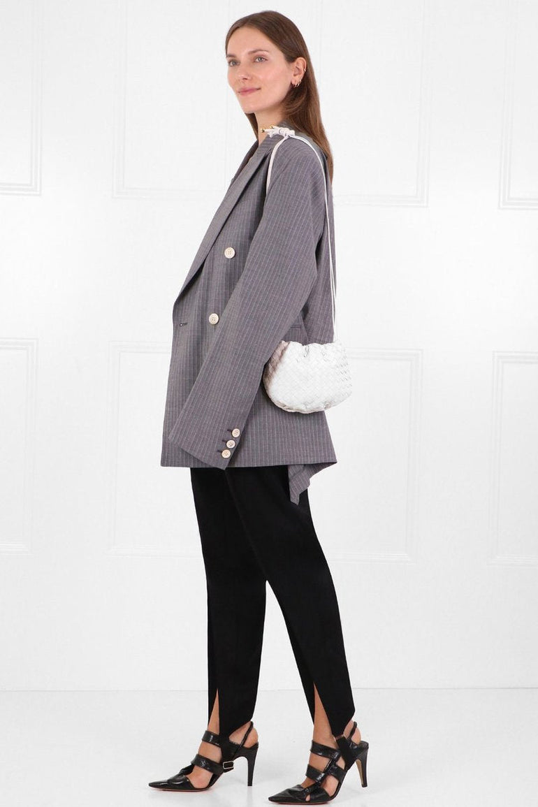 JUNYA WATANABE RTW OVERSIZED PINSTRIPE BLAZER GREY