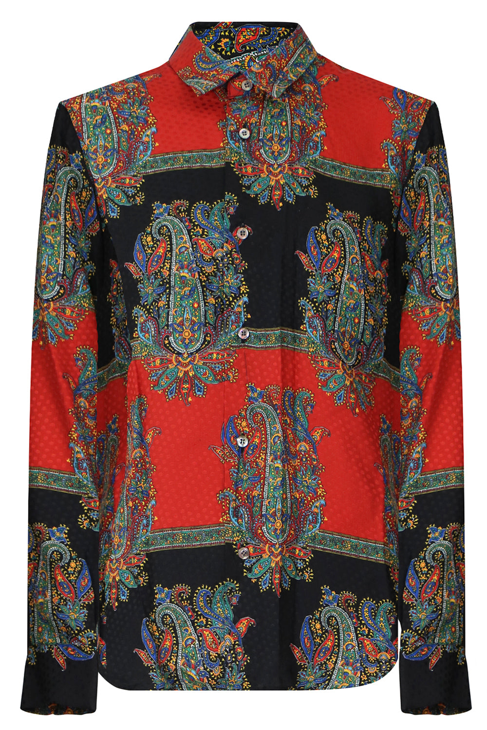 JUNYA WATANABE RTW PAISLEY STRIPE BLOUSE L/S RED/BLACK