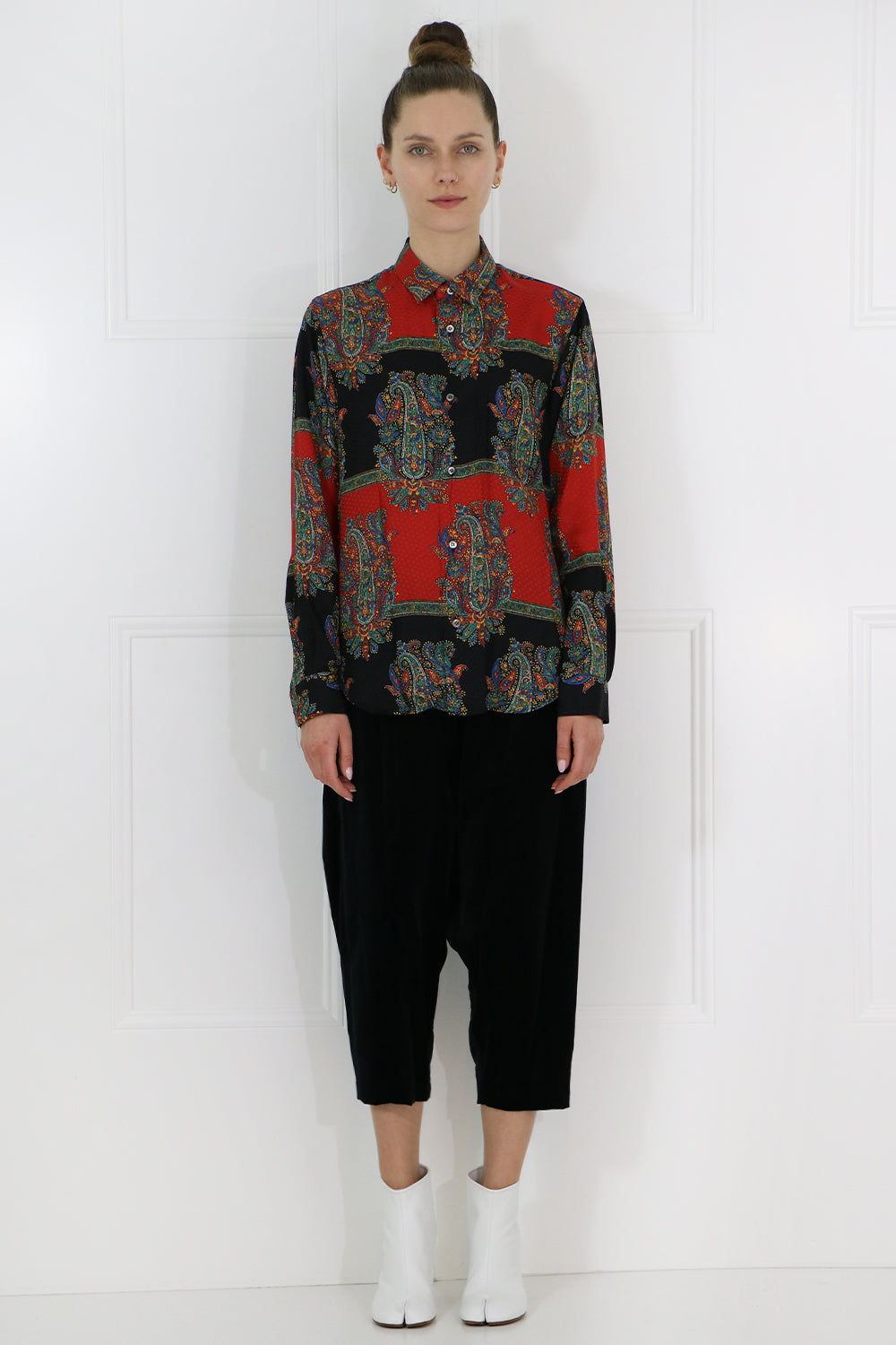JUNYA WATANABE RTW PAISLEY STRIPE BLOUSE L/S RED/BLACK