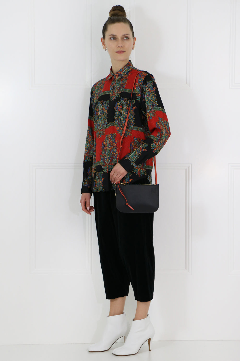 JUNYA WATANABE RTW PAISLEY STRIPE BLOUSE L/S RED/BLACK