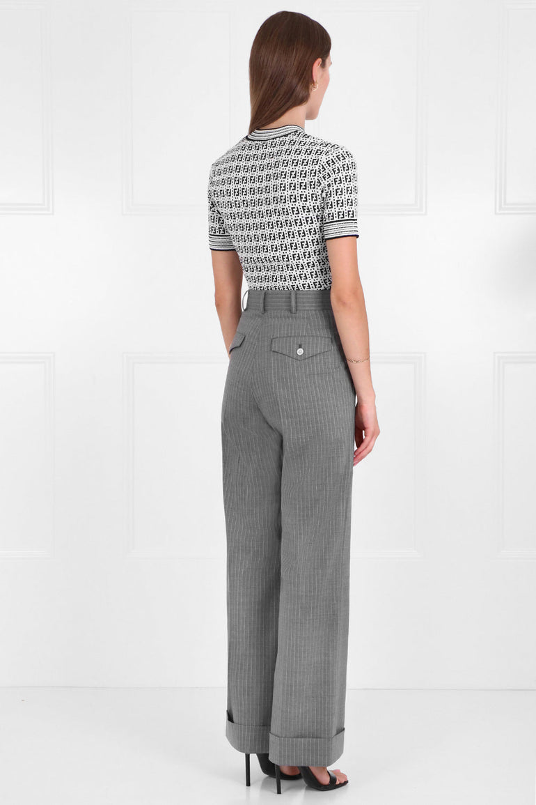 JUNYA WATANABE RTW PINSTRIPE WIDE LEG PANTS GREY