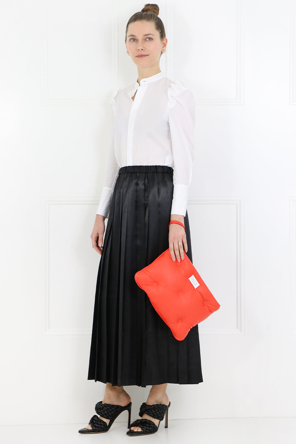 JUNYA WATANABE RTW PLEATED SKIRT BLACK SATIN