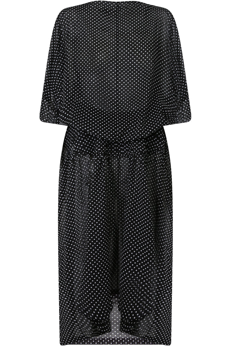 JUNYA WATANABE RTW POLKA DOT PRINT S/SL MAXI DRESS | BLACK