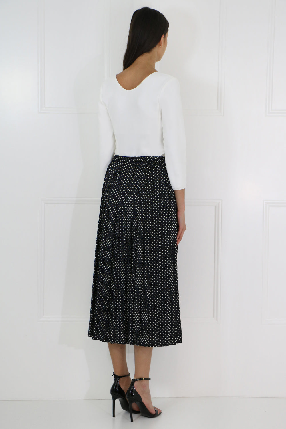JUNYA WATANABE RTW POLKADOT PLEATED SKIRT BLACK/WHITE