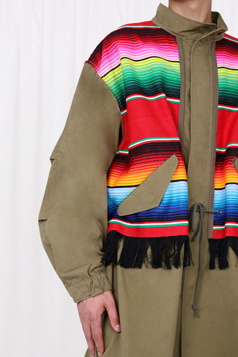 JUNYA WATANABE RTW RELAXED PARKER JACKET WITH STRIPE OVERLAY