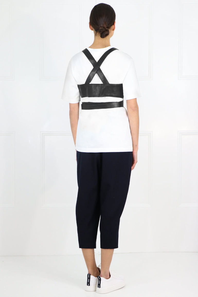 JUNYA WATANABE RTW T-SHIRT WITH LEATHER BRALET WHITE/BLACK