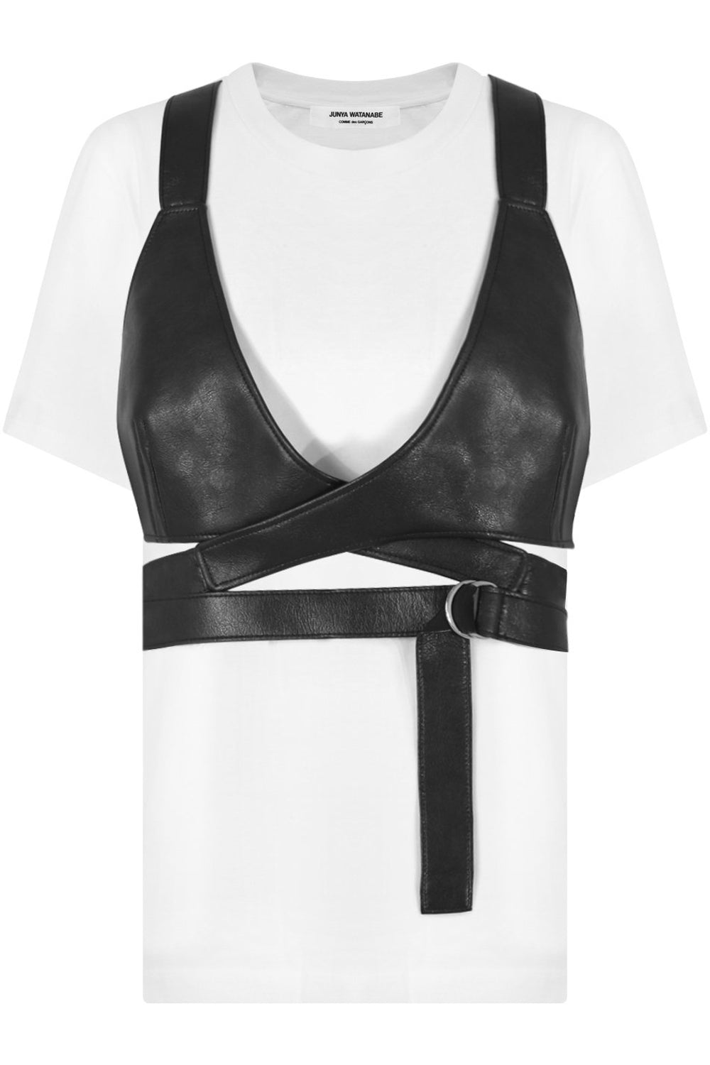 JUNYA WATANABE RTW T-SHIRT WITH LEATHER BRALET WHITE/BLACK