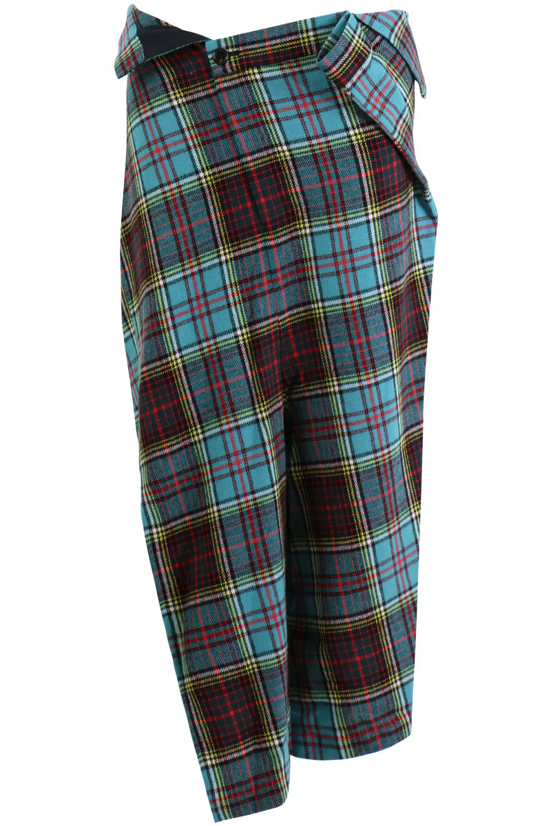 JUNYA WATANABE RTW TARTAN CHECK DRAPED PANTS BLUE