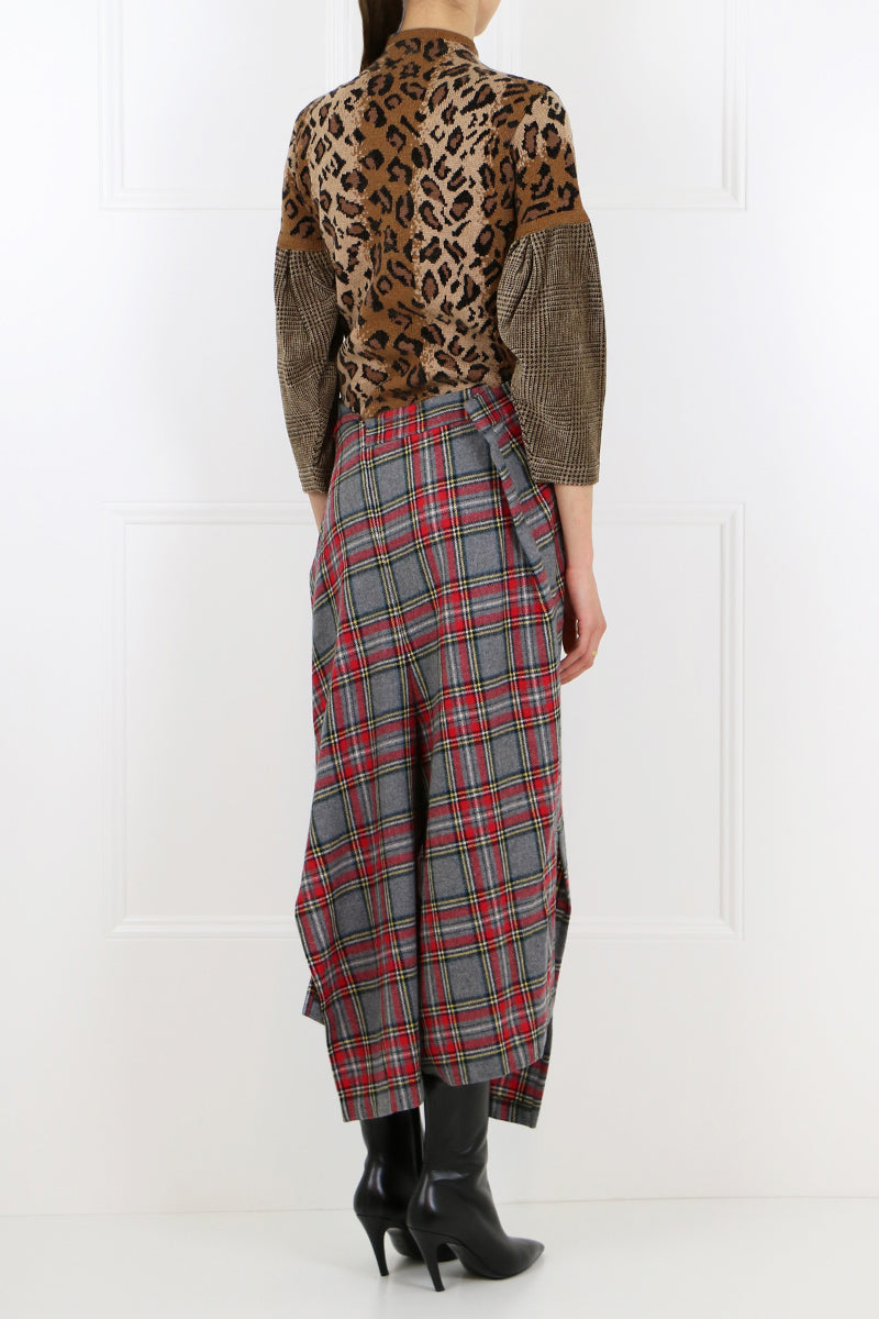JUNYA WATANABE RTW TARTAN CHECK DRAPED PANTS RED