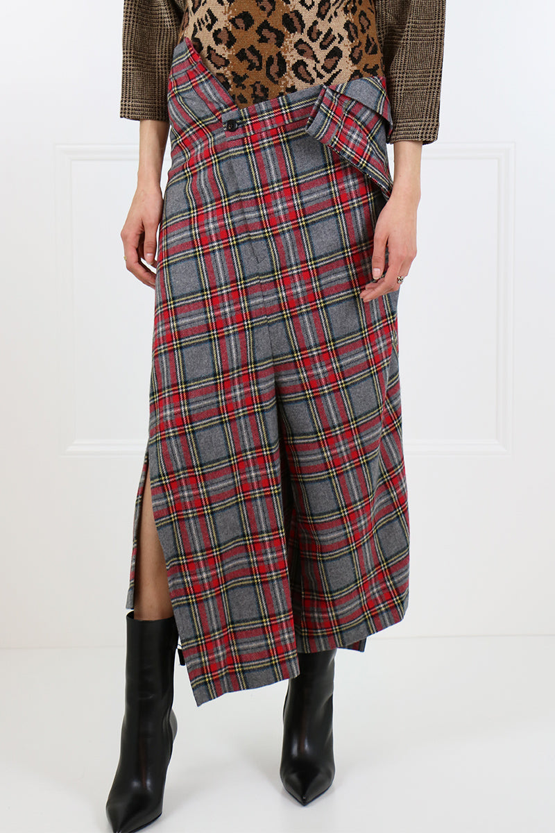 JUNYA WATANABE RTW TARTAN CHECK DRAPED PANTS RED