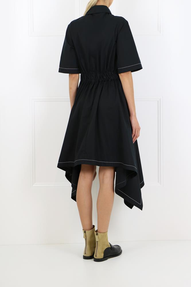 JW ANDERSON RTW SIDE DRAPE COLLARED SHIRT DRESS BLACK