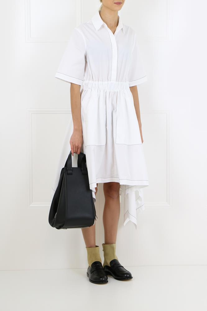 JW ANDERSON RTW SIDE DRAPE COLLARED SHIRT DRESS WHITE