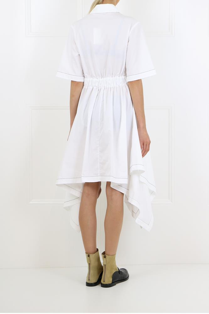 JW ANDERSON RTW SIDE DRAPE COLLARED SHIRT DRESS WHITE