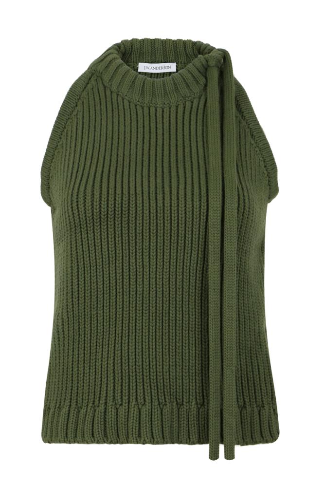 JW ANDERSON RTW KHAKI / XXS SLEEVELESS HALTERNECK KNIT MILITARY GREEN