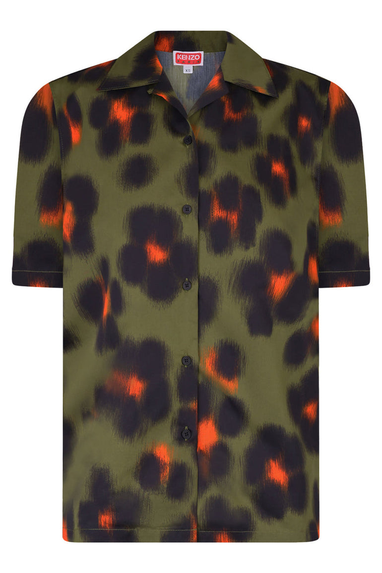KENZO SHIRTS HANA LEOPARD  BOXY SHIRT | KHAKI