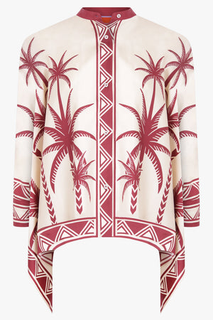 LA DOUBLEJ RTW Foulard Shirt Silk Twill  | Date Palms Placee Ivory