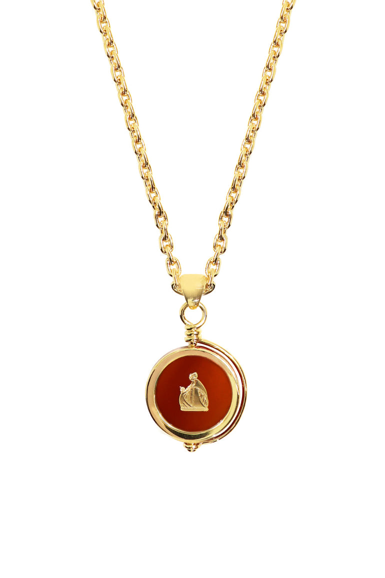 LANVIN ACCESSORIES SCEAUX CARNELIAN STONE NECKLACE BRICK