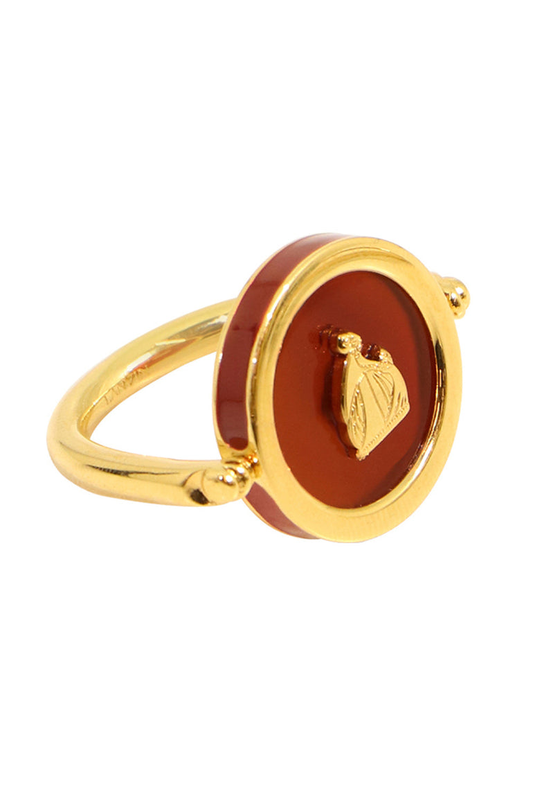 LANVIN ACCESSORIES SCEAUX CARNELIAN STONE SIGNET RING BRICK