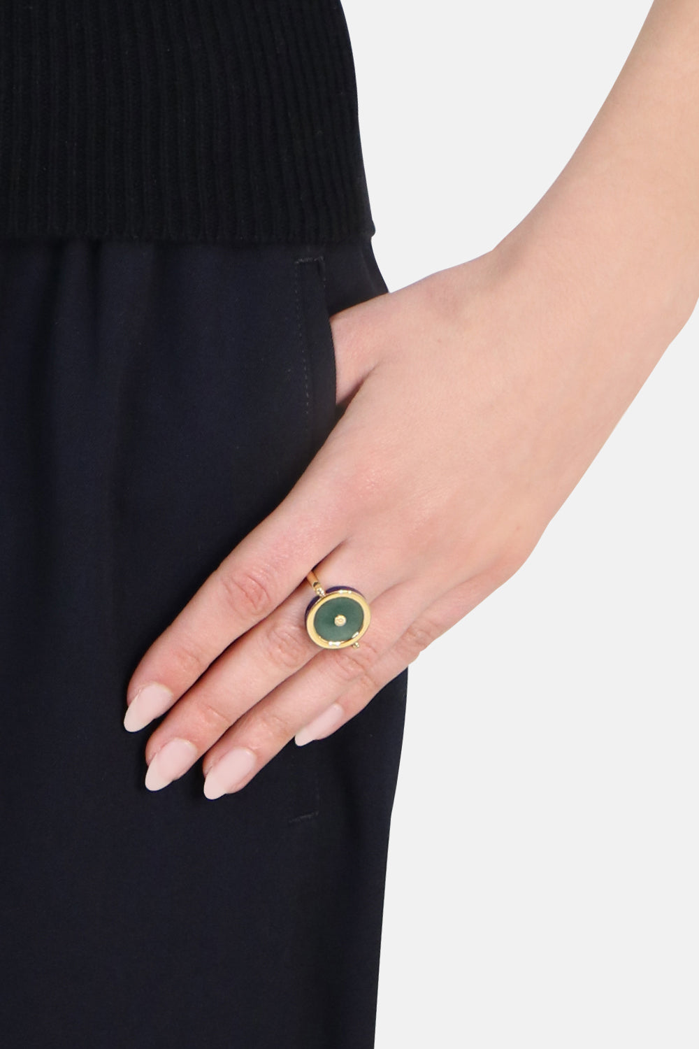 LANVIN ACCESSORIES SCEAUX JADE STONE SIGNET RING STORM