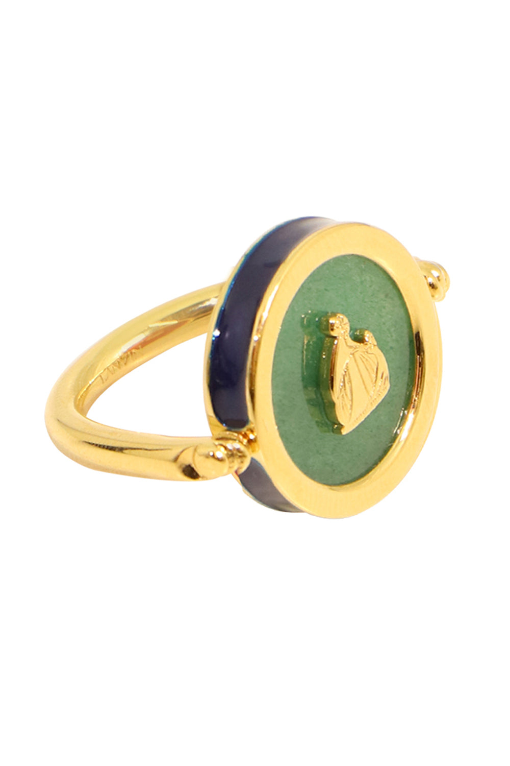 LANVIN ACCESSORIES SCEAUX JADE STONE SIGNET RING STORM