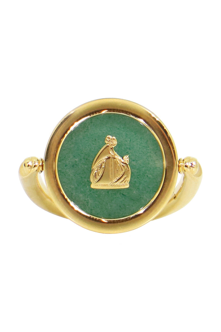LANVIN ACCESSORIES SCEAUX JADE STONE SIGNET RING STORM