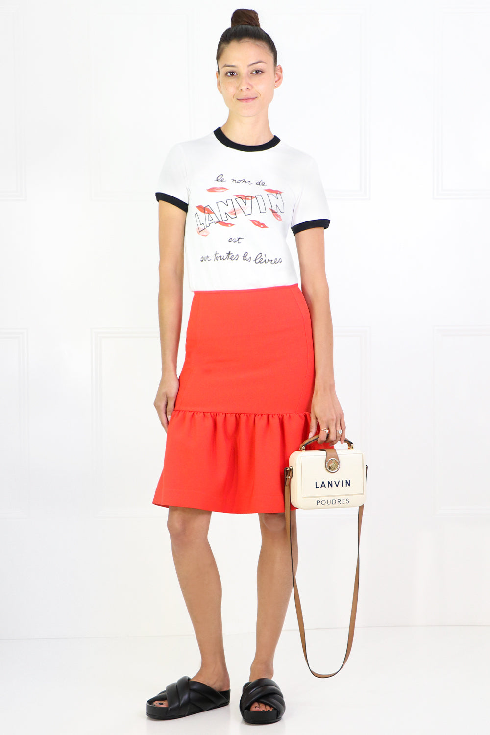 LANVIN BAGS WHITE LOGO BENTO BOX BAG OFF WHITE