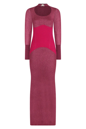 LANVIN RTW FINE RIB MIDI DRESS | FUSCHIA