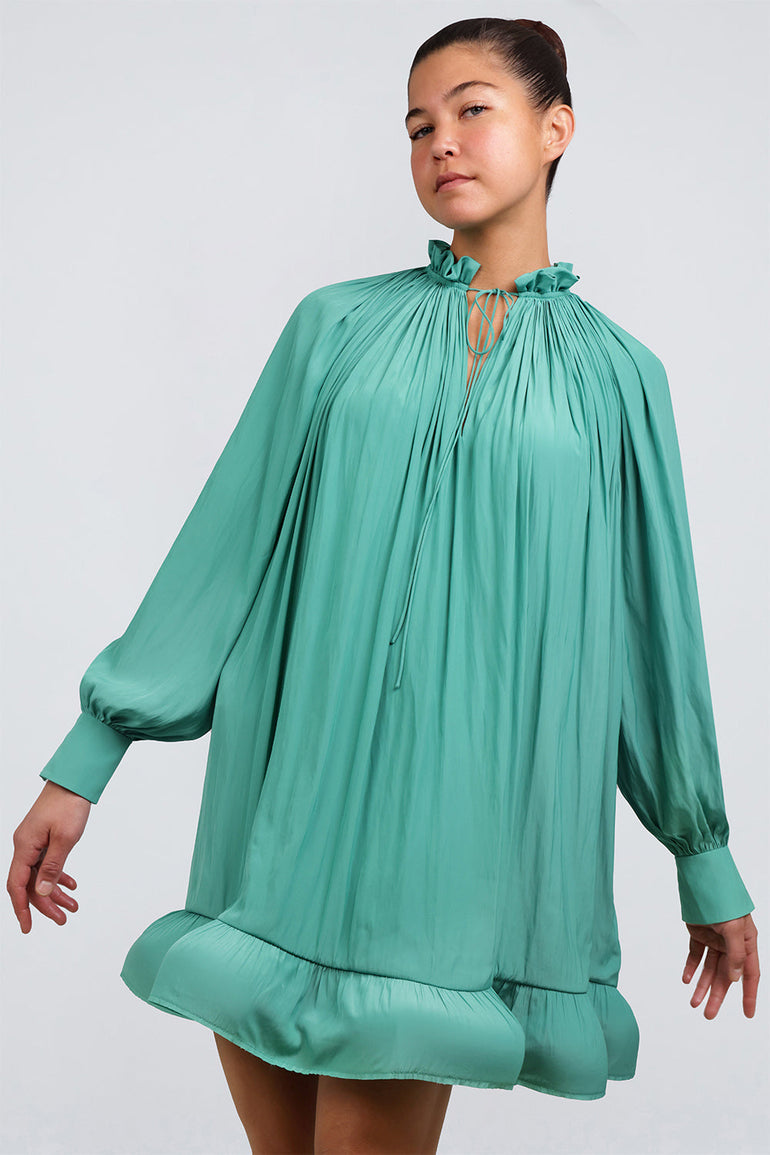 LANVIN RTW Long Sleeve Mini Dress With Ruffles | Jade