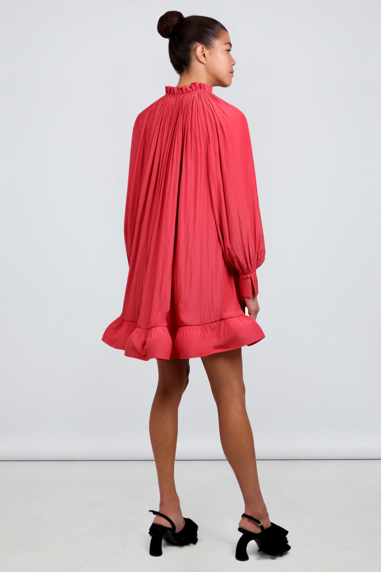 LANVIN RTW Long Sleeve Mini Dress With Ruffles | Watermelon