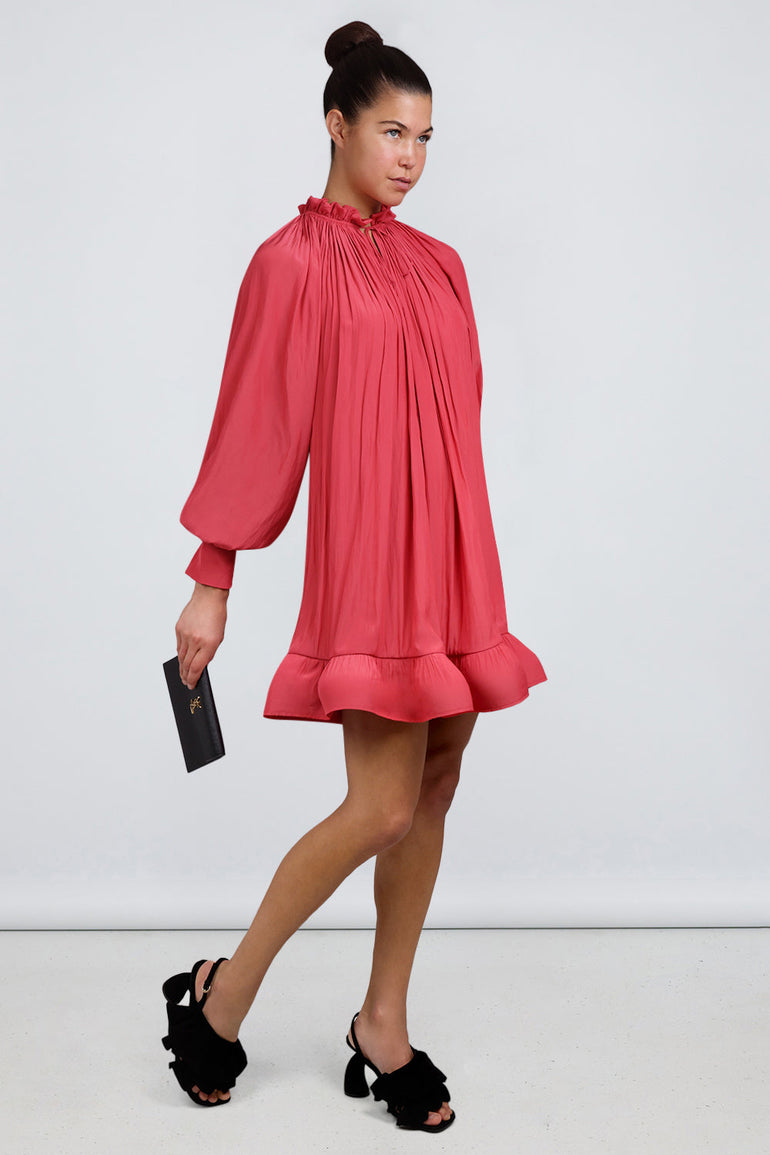 LANVIN RTW Long Sleeve Mini Dress With Ruffles | Watermelon
