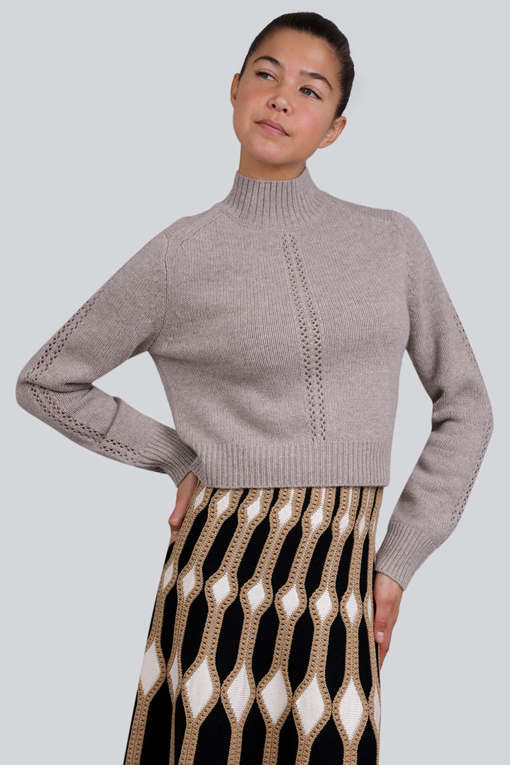 LE KASHA RTW FITTED SWEATER | LIGHT BROWN