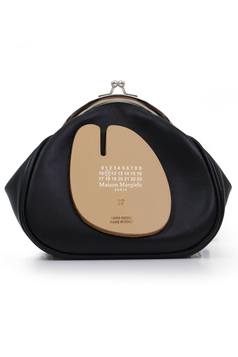 MAISON MARGIELA BAGS BLACK ROUND CLUTCH BAG WITH CHAIN BLACK