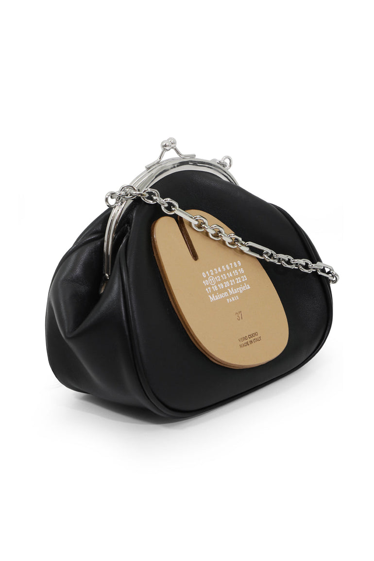MAISON MARGIELA BAGS BLACK ROUND CLUTCH BAG WITH CHAIN BLACK