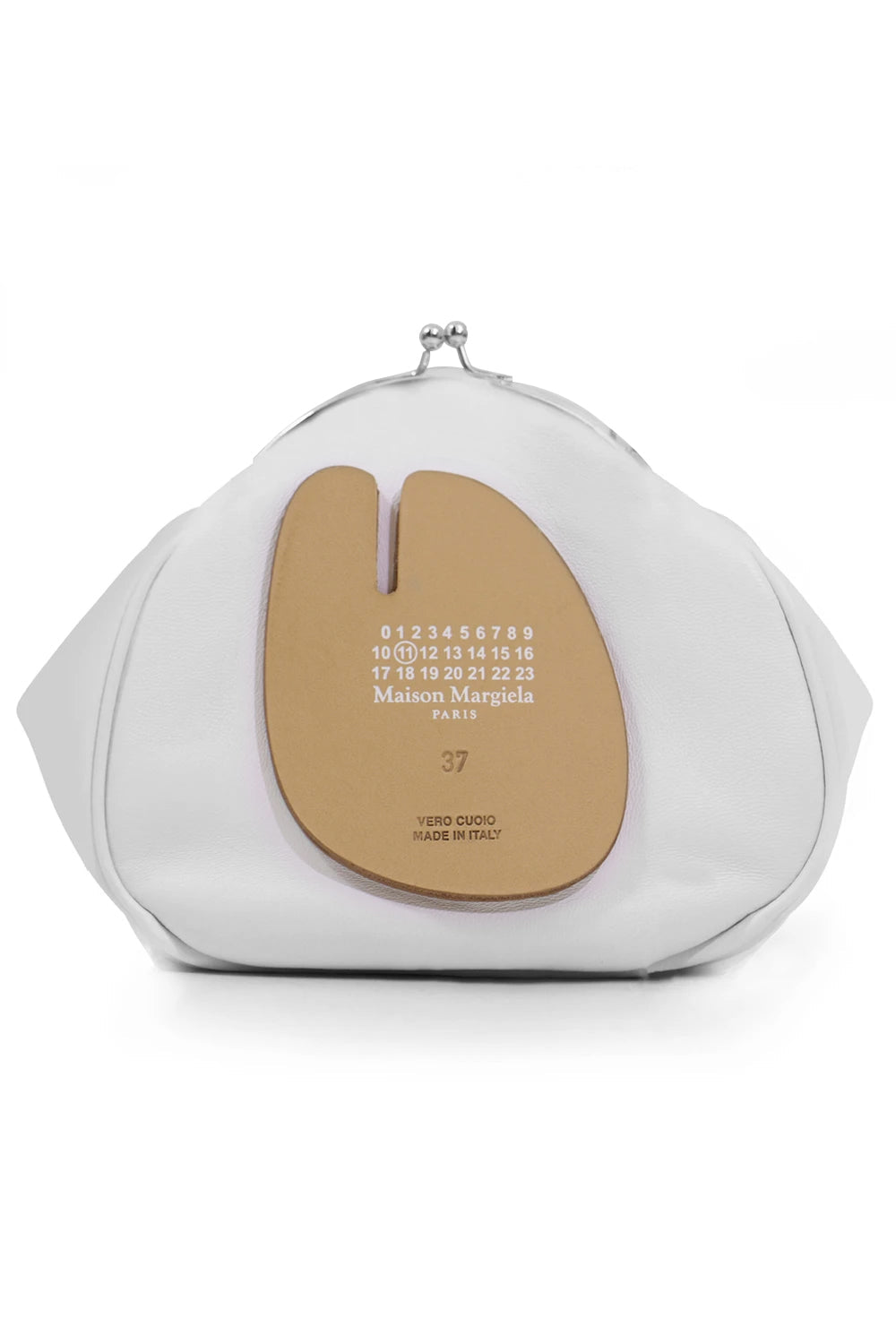 MAISON MARGIELA BAGS WHITE ROUND CLUTCH BAG WITH CHAIN WHITE