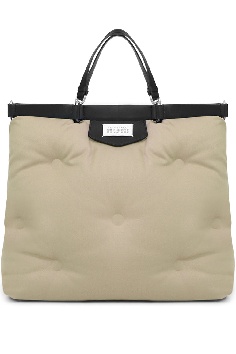 MAISON MARGIELA BAGS BLACK TWO TONE GLAM SLAM LARGE SHOPPER BAG ECRU/BLACK