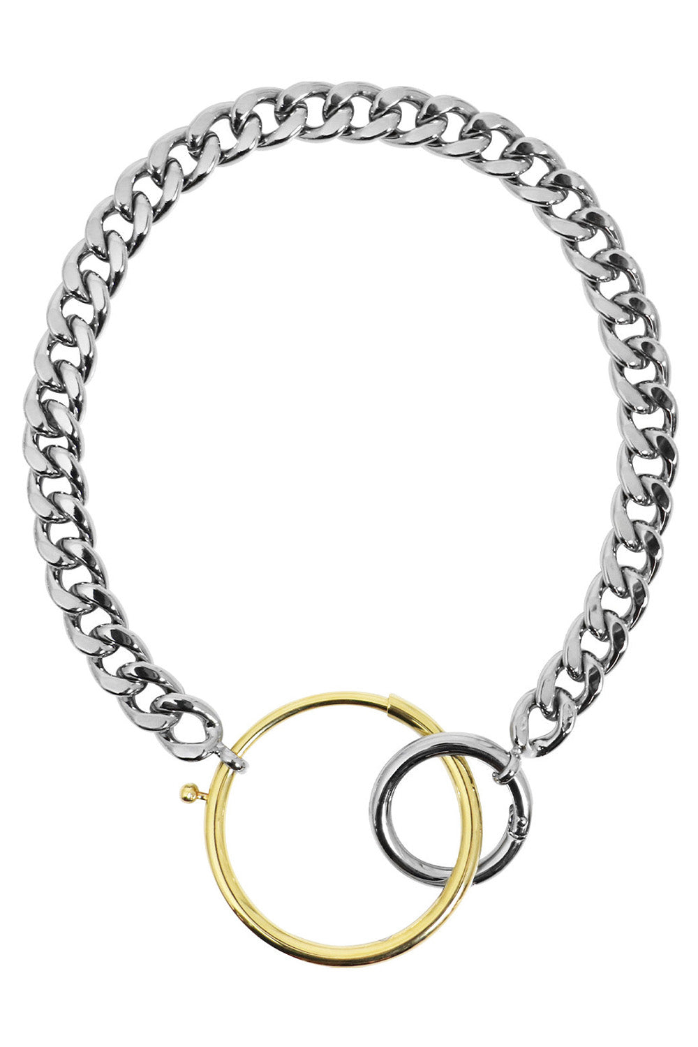 MAISON MARGIELA JEWELERY SILVER CHUNKY CONTRAST CIRCLE NECKLACE SILVER