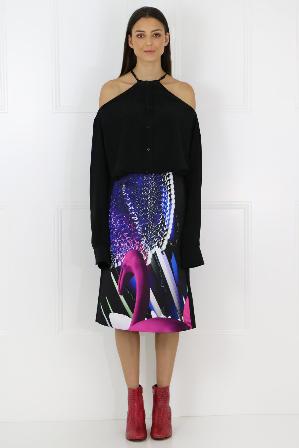 MAISON MARGIELA RTW ABSTRACT PRINT SKIRT BLACK