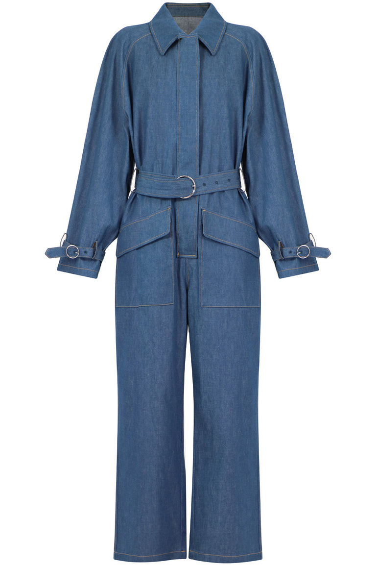 MAISON MARGIELA RTW BELTED JUMPSUIT LIGHT DENIM