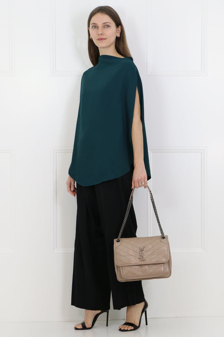 MAISON MARGIELA RTW GREEN CIRCULAR FLUID BLOUSE DUCK GREEN