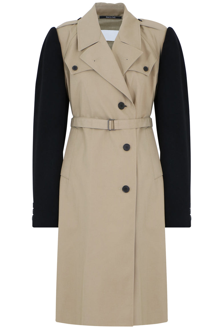 MAISON MARGIELA RTW CONTRAST SLEEVE TRENCH COAT BEIGE