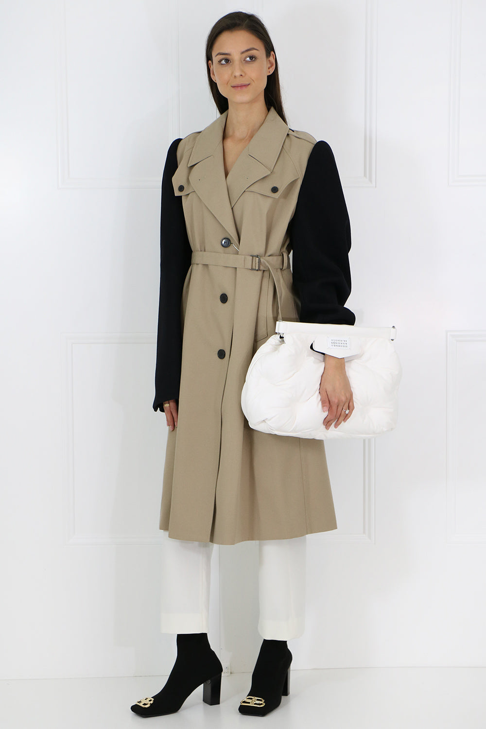 MAISON MARGIELA RTW CONTRAST SLEEVE TRENCH COAT BEIGE