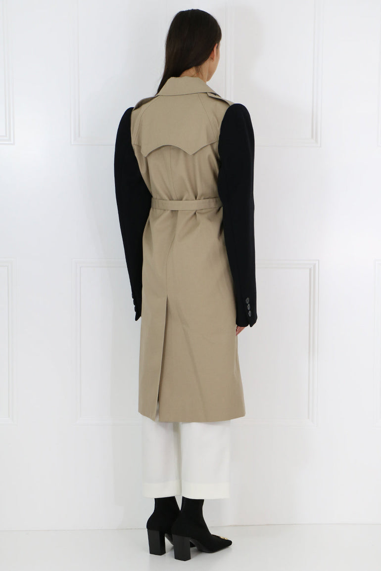 MAISON MARGIELA RTW CONTRAST SLEEVE TRENCH COAT BEIGE