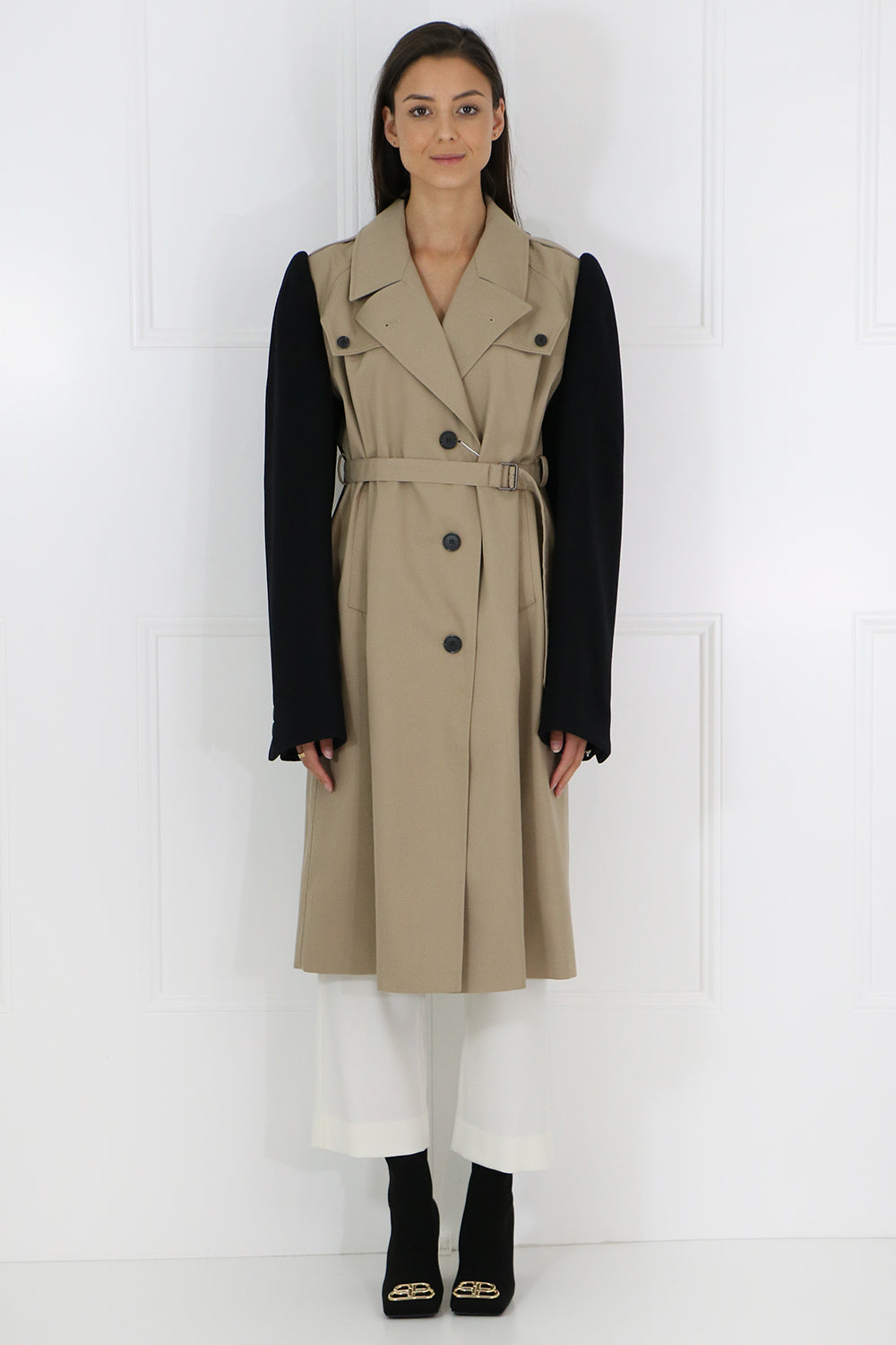 MAISON MARGIELA RTW CONTRAST SLEEVE TRENCH COAT BEIGE